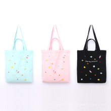 Embroidery cotton canvas shopping tote bag
